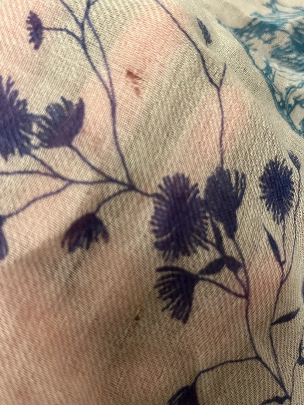 Loro Piana Teal and Purple Floral Silk-Blend Scarf on Ivory